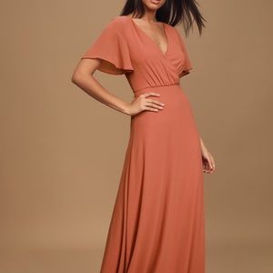 Lulus “Longing For You” rose lace short sleeved maxi dress - Size small